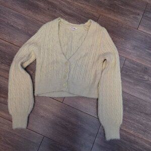 Garage light green fuzzy cardigan